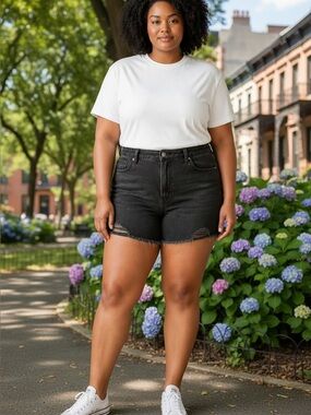 Old Navy Black Distressed High Rise Jean Shorts size 16